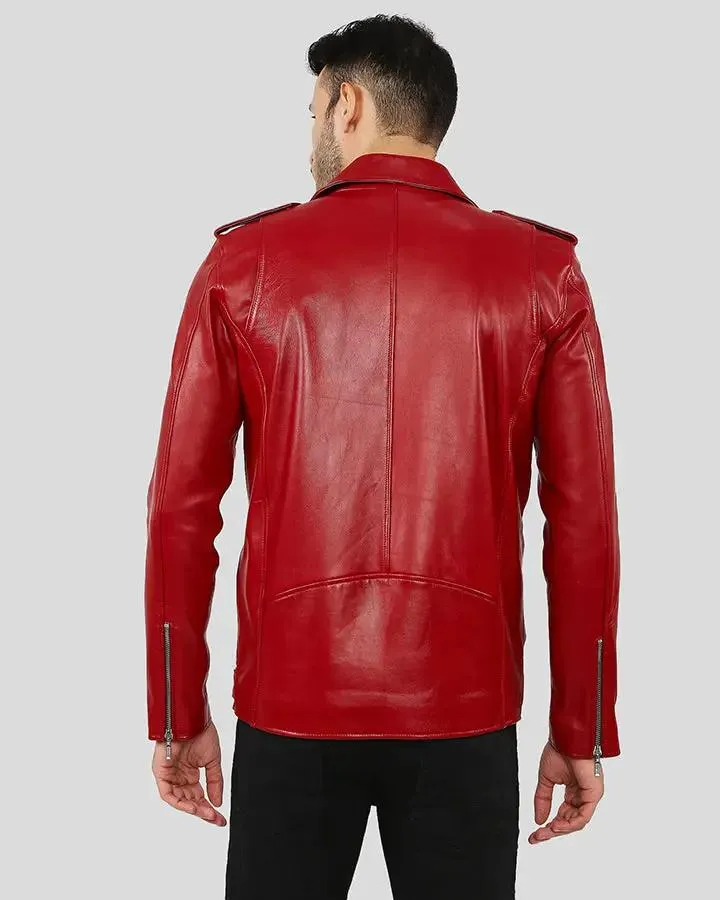 Zuse Red Motorcycle Leather Jacket