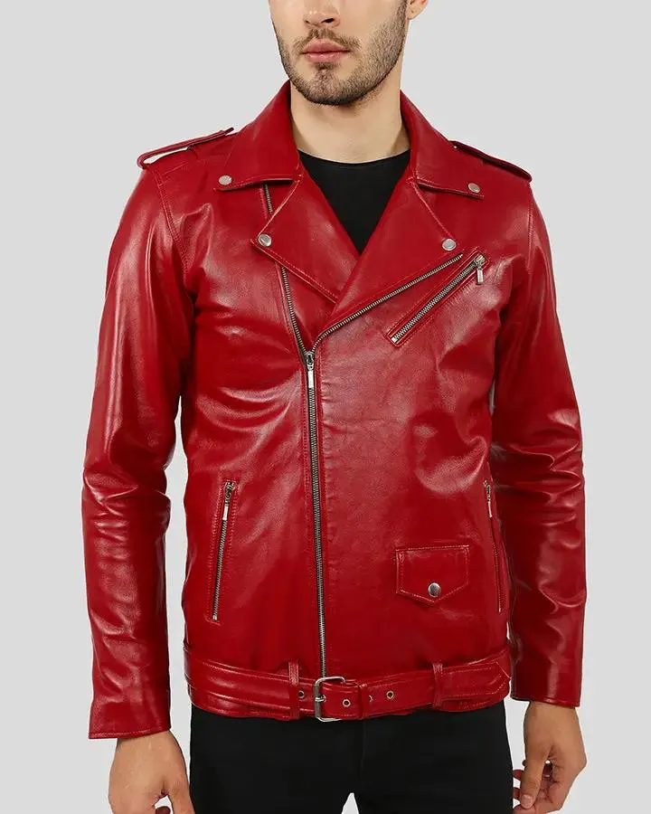 Zuse Red Motorcycle Leather Jacket